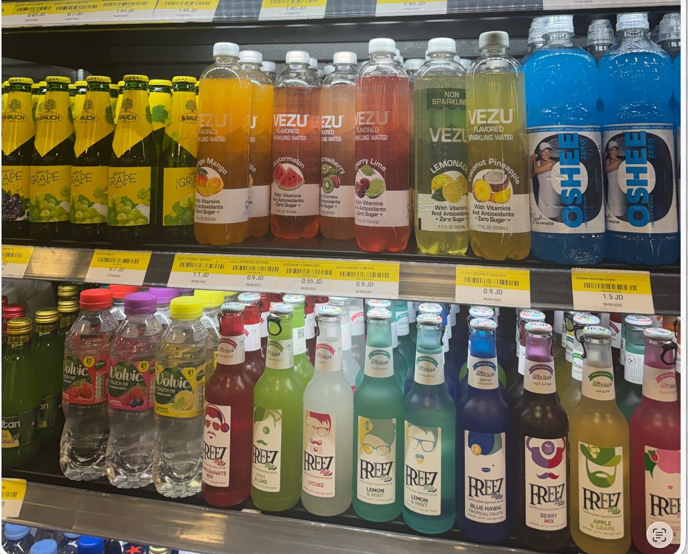 Sparkling water stocked in a MENA convenience store
