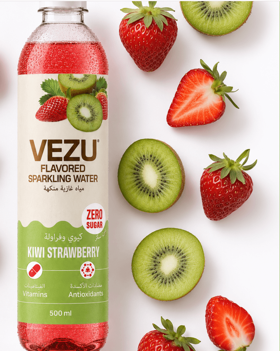 VEZU Kiwi Strawberry zero sugar sparkling water can