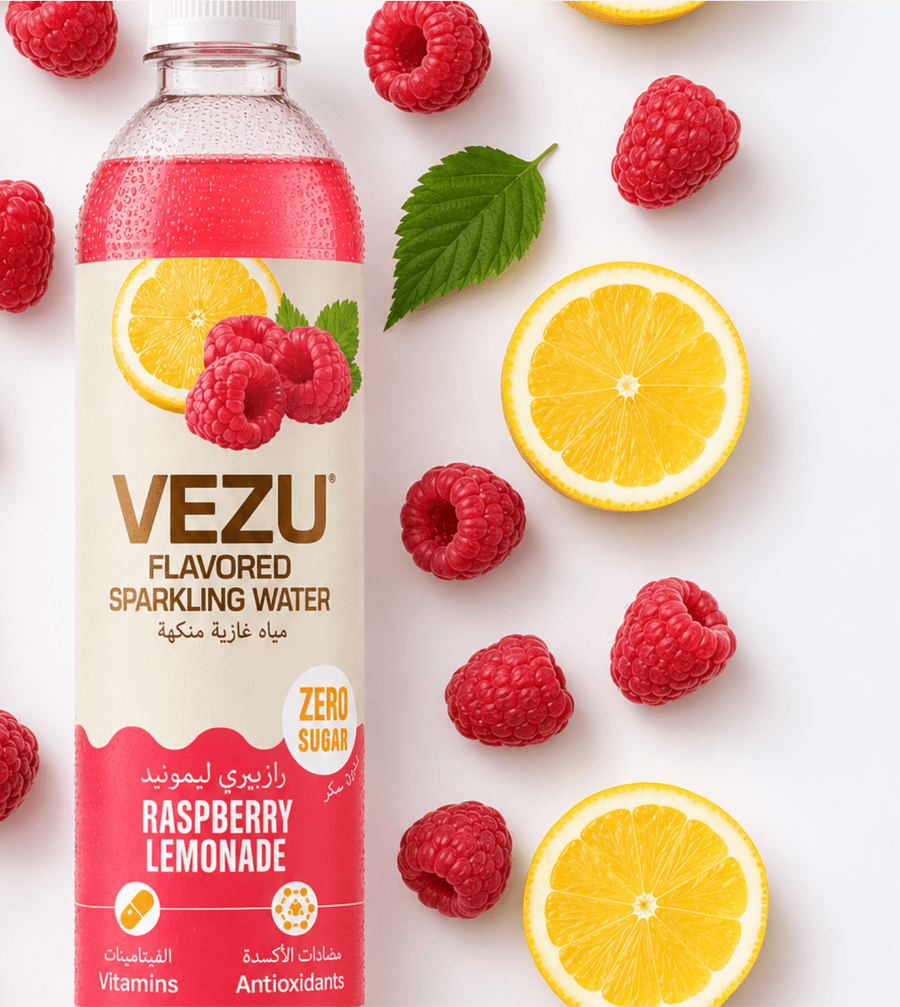 VEZU Raspberry Lemonade zero sugar sparkling water can